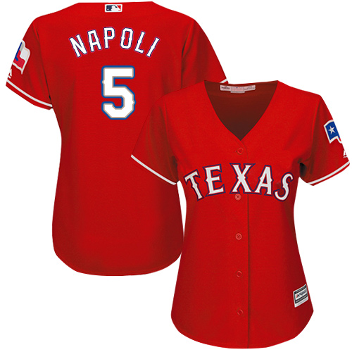Rangers #5 Mike Napoli Red Alternate Women's Stitched MLB Jersey